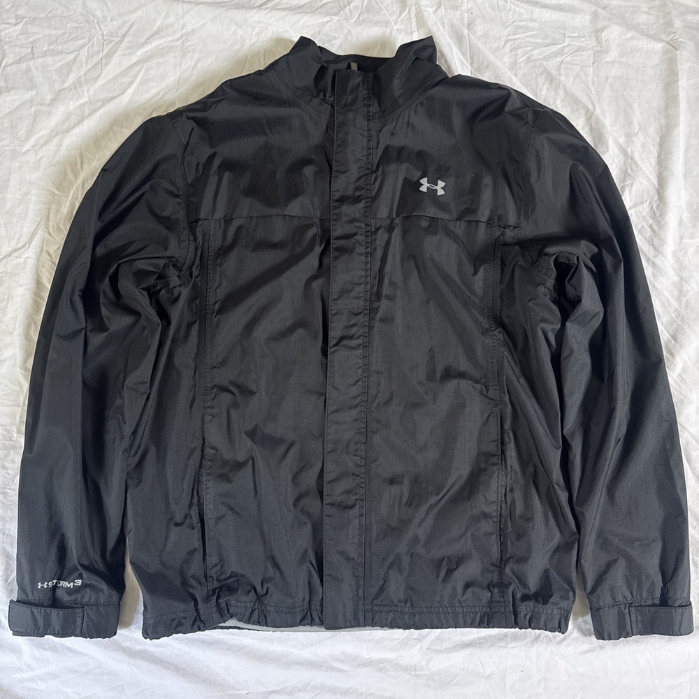 Men's Under Armor Jacket Storm 3 Waterproof Windbreaker Black Large